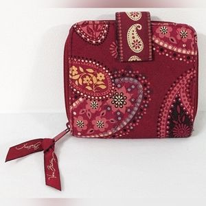 Vera Bradley Retired Mesa Red Burgundy Bifold Wallet Change ID Bandana Paisley